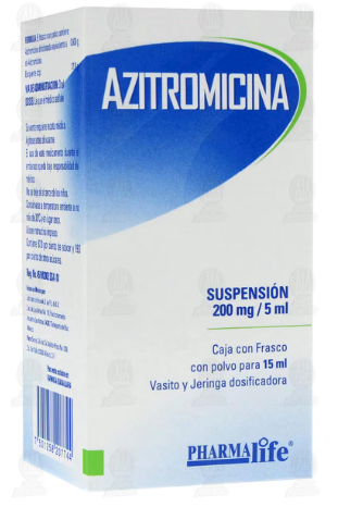 AZITROMICINA. SUSPENSIÓN Cada 5 ml de suspensión contienen: Azitromicina 200 mg Frasco con polvo para reconstituir 10 ml.